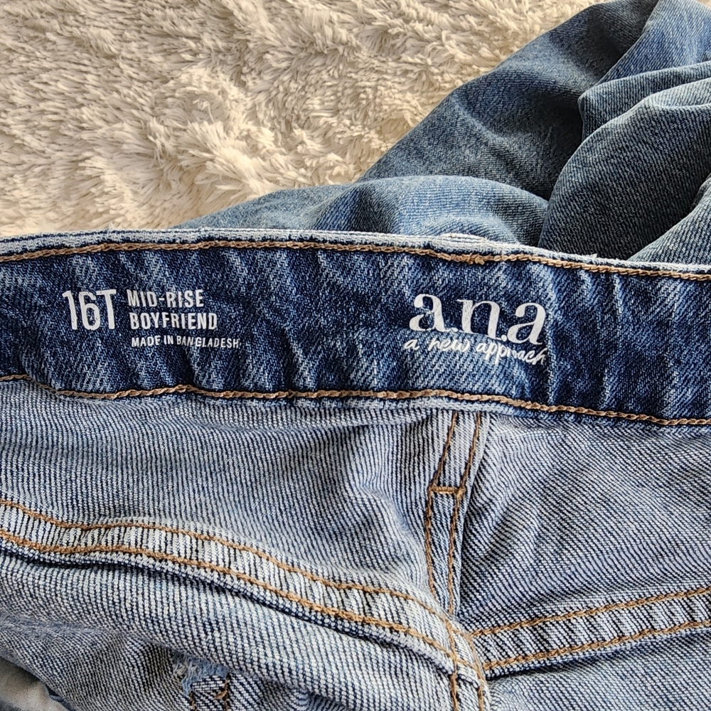 Ana A New Approach mid rise boyfriend denim jeans distressed size 16 tall - Picture 8 of 11
